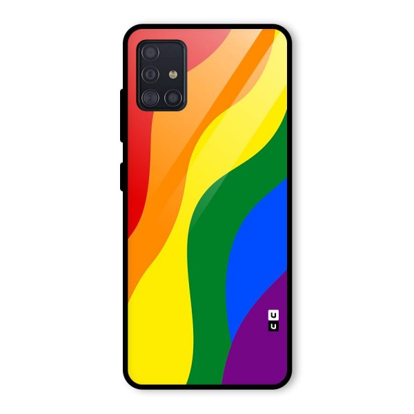 Rainbow Slant Curves Glass Back Case for Galaxy A51