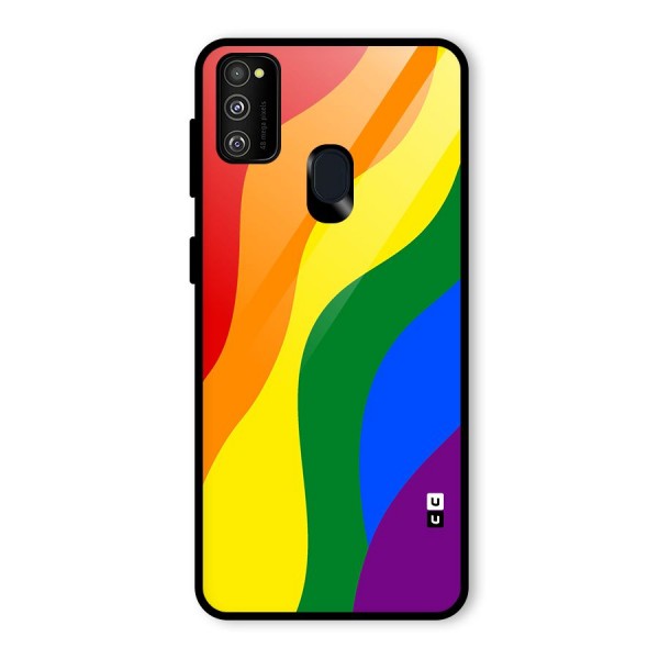 Rainbow Slant Curves Glass Back Case for Galaxy M21