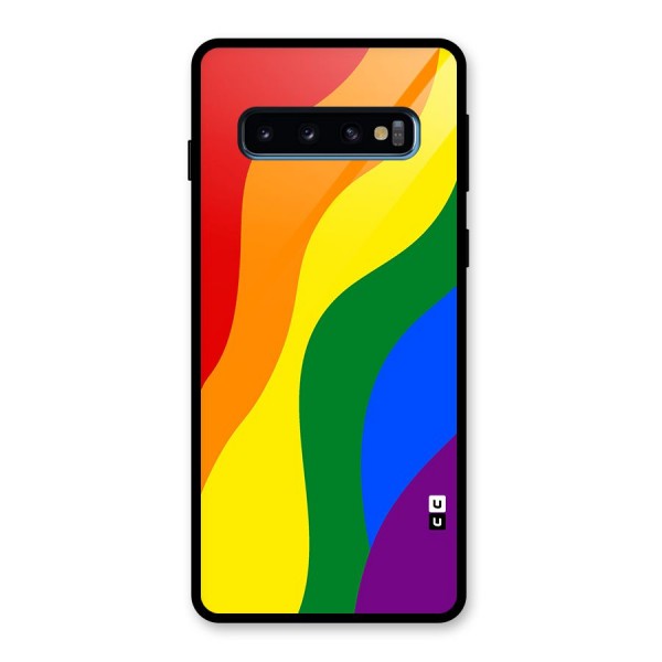 Rainbow Slant Curves Glass Back Case for Galaxy S10