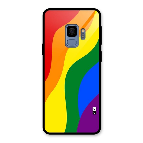 Rainbow Slant Curves Glass Back Case for Galaxy S9