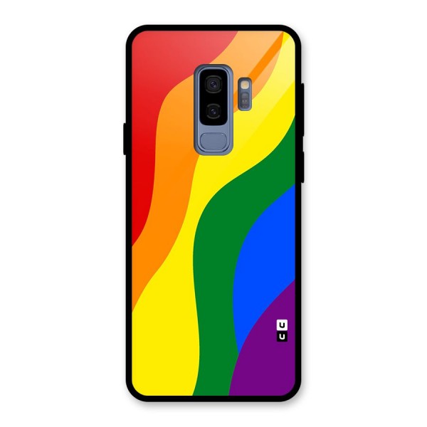 Rainbow Slant Curves Glass Back Case for Galaxy S9 Plus