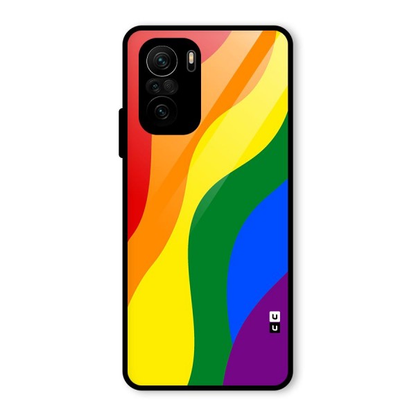 Rainbow Slant Curves Glass Back Case for Mi 11X Pro