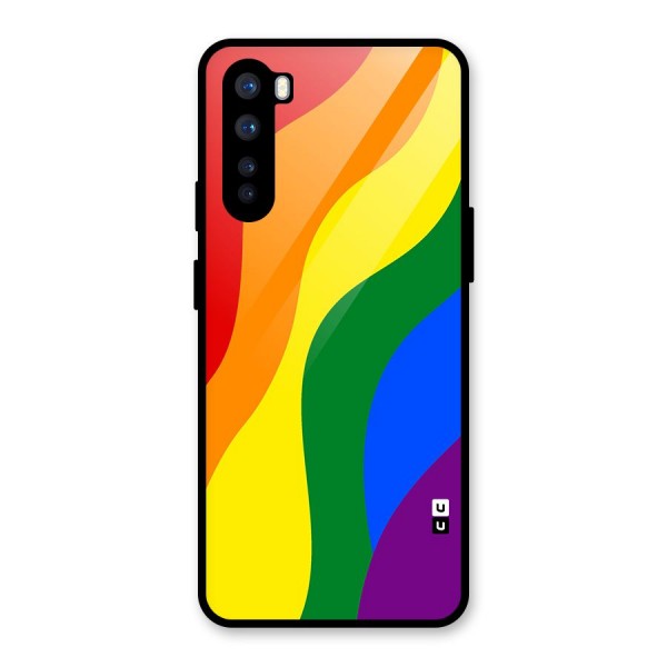 Rainbow Slant Curves Glass Back Case for OnePlus Nord