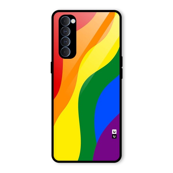 Rainbow Slant Curves Glass Back Case for Oppo Reno4 Pro