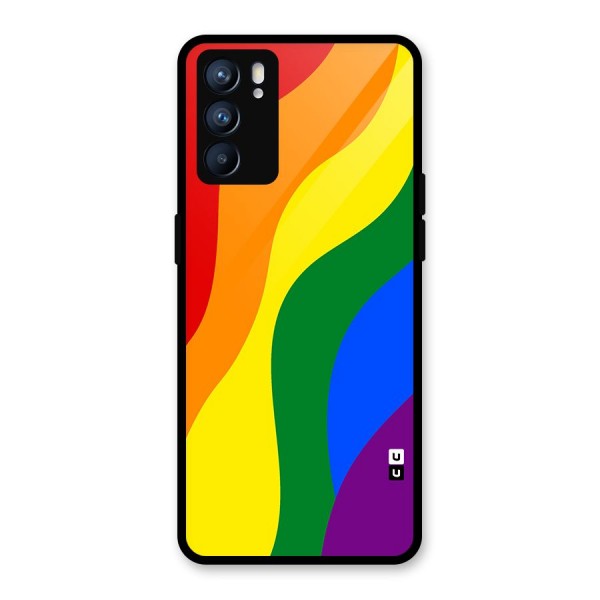 Rainbow Slant Curves Glass Back Case for Oppo Reno6 5G