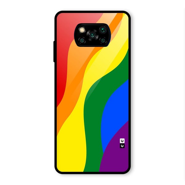 Rainbow Slant Curves Glass Back Case for Poco X3 Pro