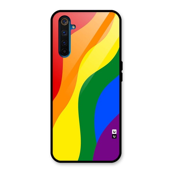 Rainbow Slant Curves Glass Back Case for Realme 6 Pro