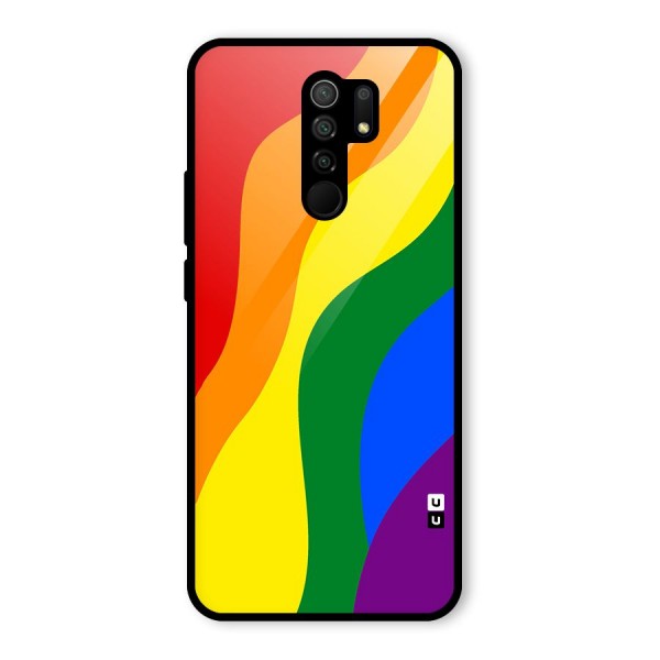 Rainbow Slant Curves Glass Back Case for Redmi 9 Prime