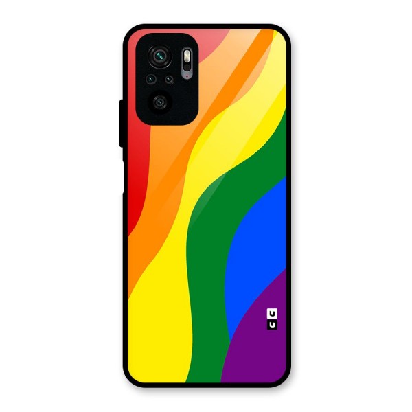 Rainbow Slant Curves Glass Back Case for Redmi Note 10