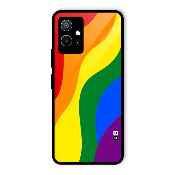 Rainbow Slant Curves Glass Back Case for Vivo T1 5G