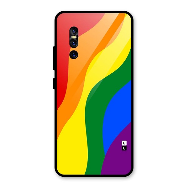 Rainbow Slant Curves Glass Back Case for Vivo V15 Pro