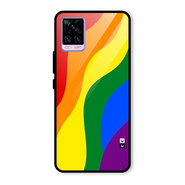 Rainbow Slant Curves Glass Back Case for Vivo V20 Pro