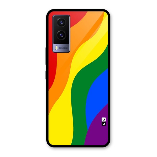 Rainbow Slant Curves Glass Back Case for Vivo V21e 5G