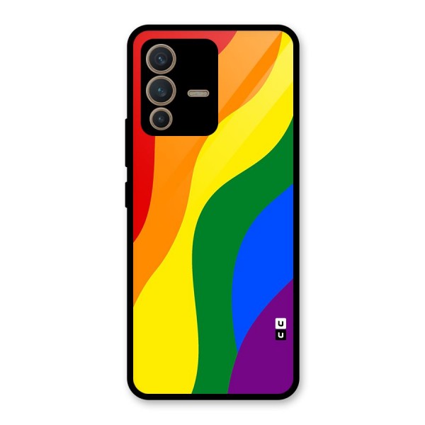 Rainbow Slant Curves Glass Back Case for Vivo V23 5G