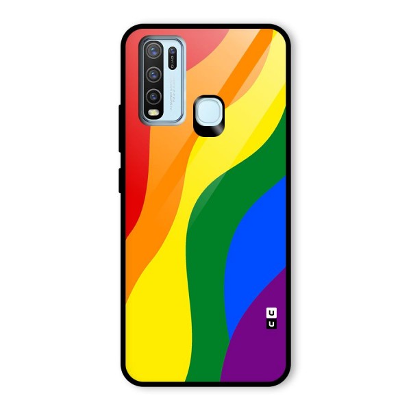 Rainbow Slant Curves Glass Back Case for Vivo Y30