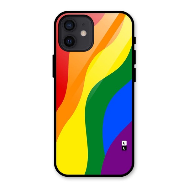 Rainbow Slant Curves Glass Back Case for iPhone 12