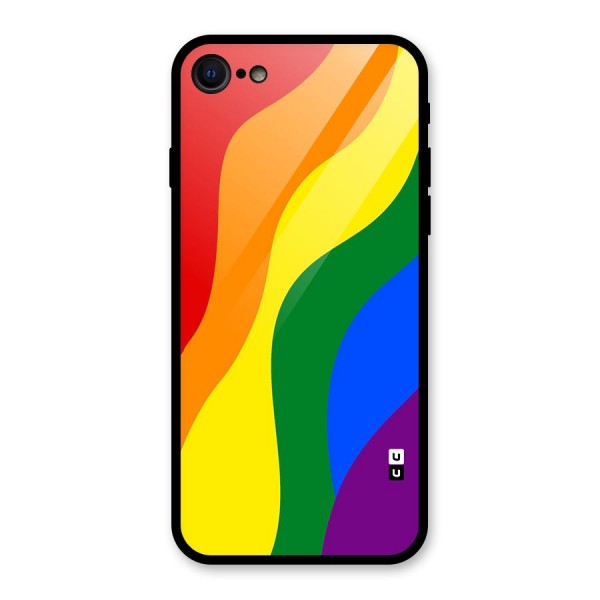 Rainbow Slant Curves Glass Back Case for iPhone 8