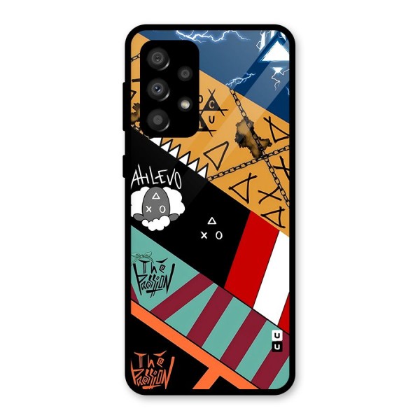 Random Abstracts Art Slant Stripes Glass Back Case for Galaxy A32