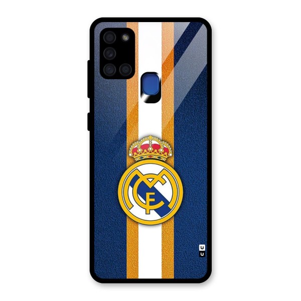 Real Madrid Stripes Glass Back Case for Galaxy A21s