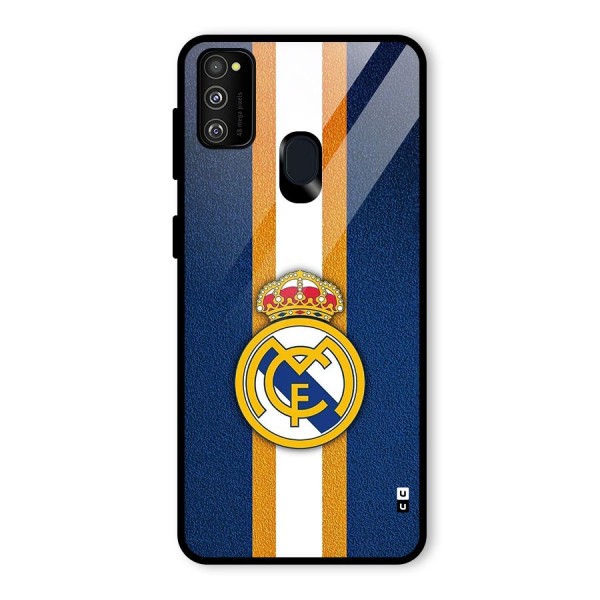 Real Madrid Stripes Glass Back Case for Galaxy M21