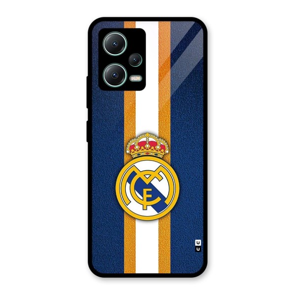 Real Madrid Stripes Glass Back Case for Poco X5