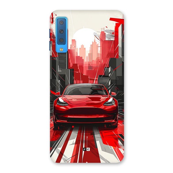 Red And Black Car Back Case for Galaxy A7 (2018)