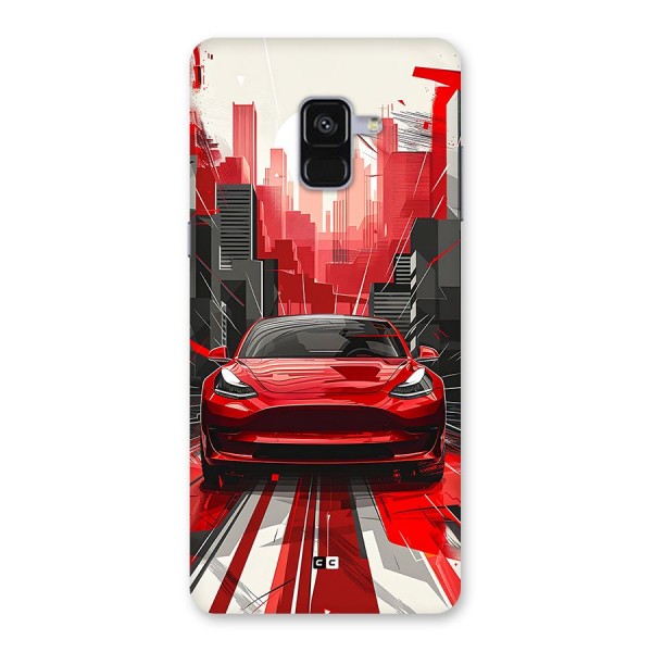 Red And Black Car Back Case for Galaxy A8 Plus