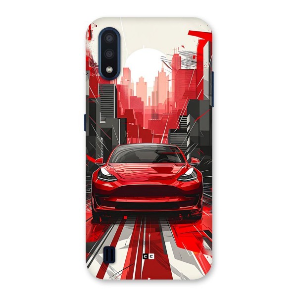 Red And Black Car Back Case for Galaxy M01