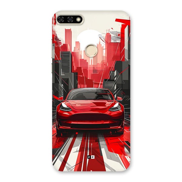 Red And Black Car Back Case for Honor 7A