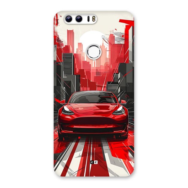 Red And Black Car Back Case for Honor 8