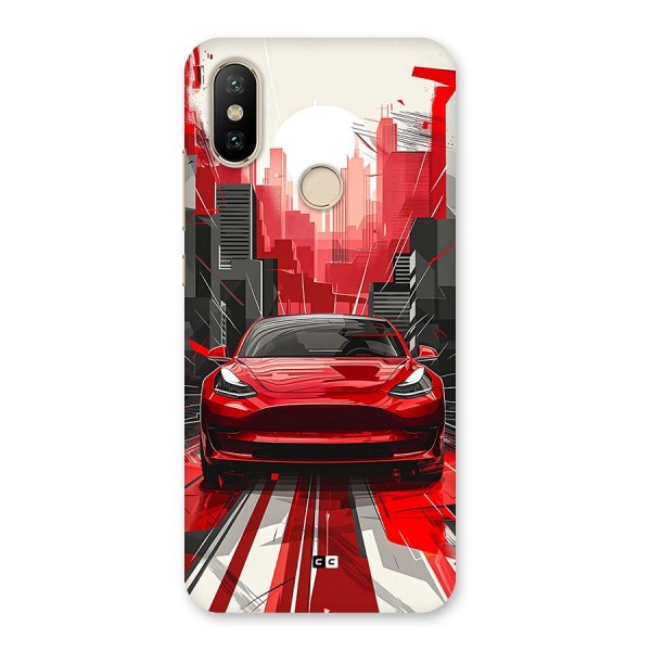 Red And Black Car Back Case for Mi A2