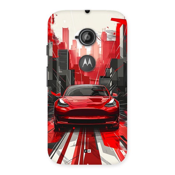Red And Black Car Back Case for Moto E 2nd Gen