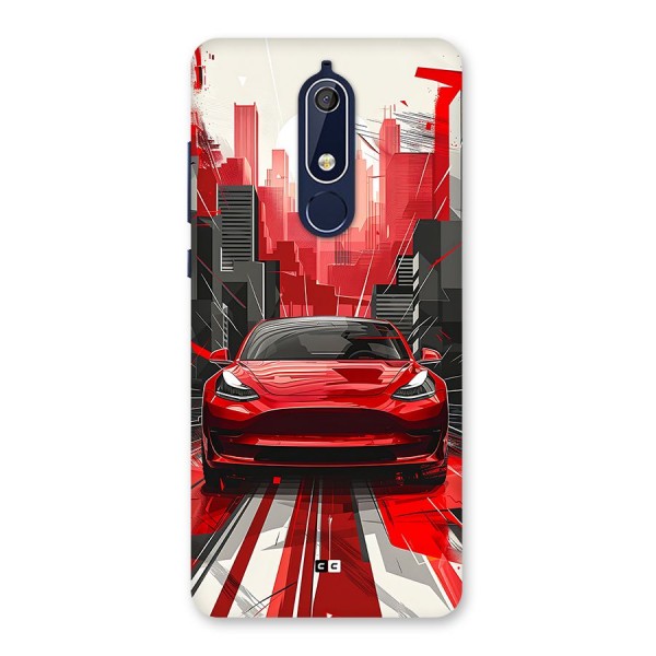 Red And Black Car Back Case for Nokia 5.1