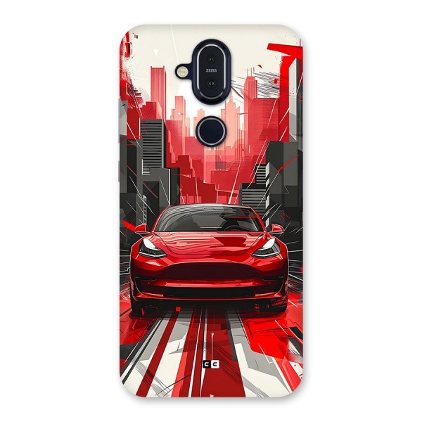 Red And Black Car Back Case for Nokia 8.1