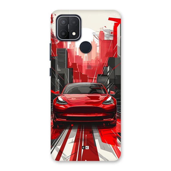 Red And Black Car Back Case for Oppo A15