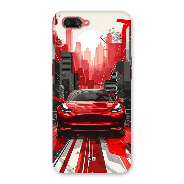 Red And Black Car Back Case for Oppo A3s