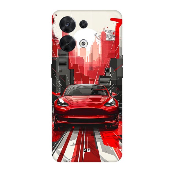 Red And Black Car Back Case for Oppo Reno8 5G