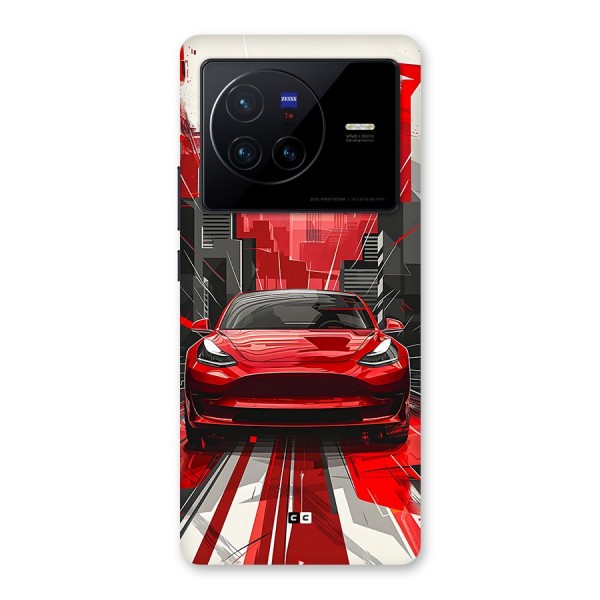 Red And Black Car Back Case for Vivo X80