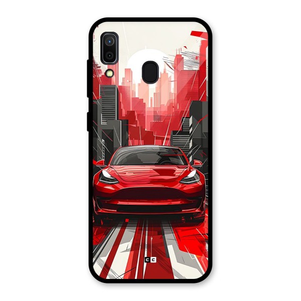 Red And Black Car Glass Back Case for Galaxy A30