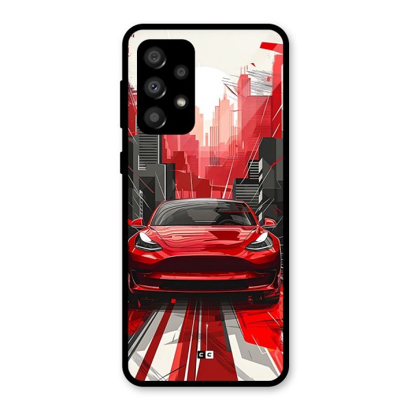 Red And Black Car Glass Back Case for Galaxy A32