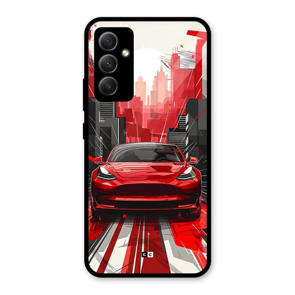 Red And Black Car Glass Back Case for Galaxy A34