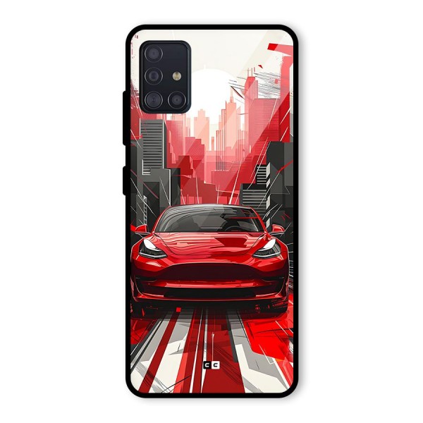 Red And Black Car Glass Back Case for Galaxy A51