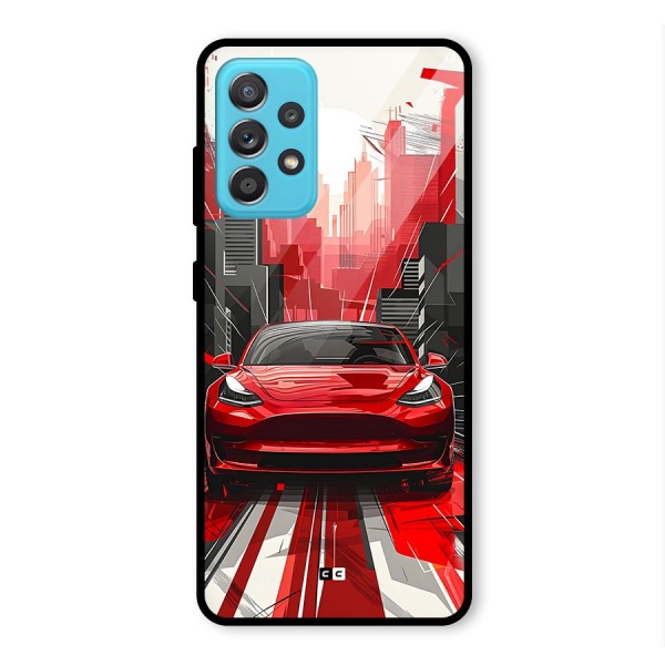 Red And Black Car Glass Back Case for Galaxy A52