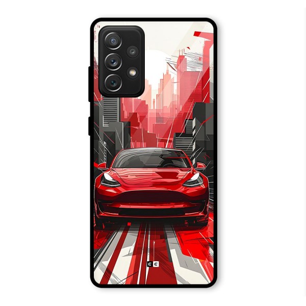 Red And Black Car Glass Back Case for Galaxy A72