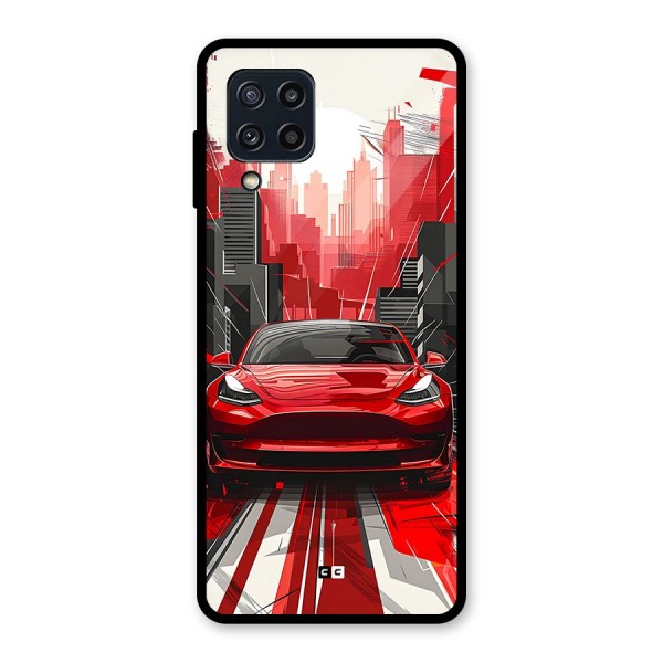 Red And Black Car Glass Back Case for Galaxy M32