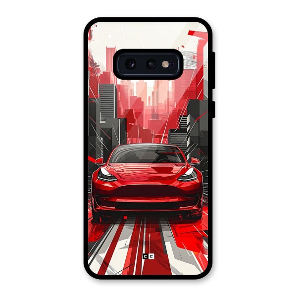 Red And Black Car Glass Back Case for Galaxy S10e