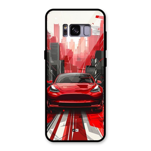 Red And Black Car Glass Back Case for Galaxy S8