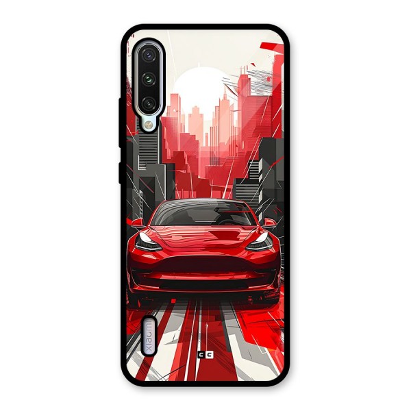 Red And Black Car Glass Back Case for Mi A3