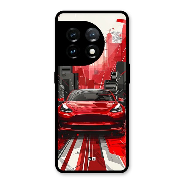 Red And Black Car Glass Back Case for OnePlus 11