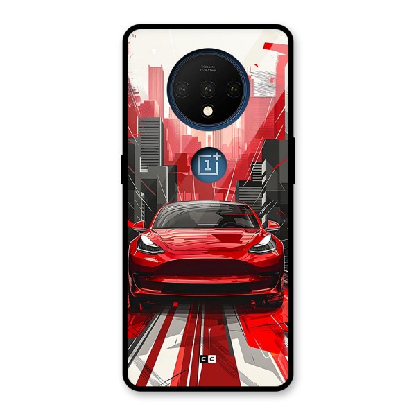 Red And Black Car Glass Back Case for OnePlus 7T